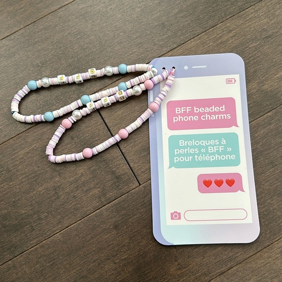 BFF Best Friend Forever Beaded Phone Charm Set, Pearl Accessory, Keychain Kids - Picture 1 of 4